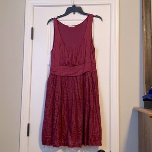 Maroon Lace Sleeveless Dress